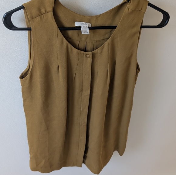 J. Crew mustard colored silk sleeveless blouse size 0 - Picture 4 of 7